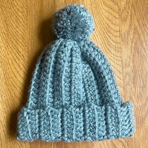 Adult small/teen size crochet wool hat with Pom handmade